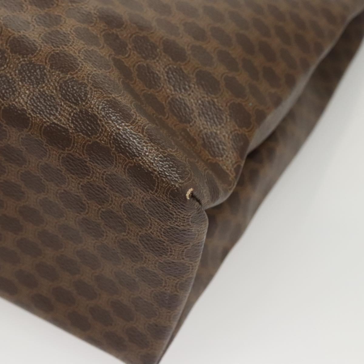 CELINE Macadam Canvas Tote Bag PVC Leather Brown Gold Auth 119866