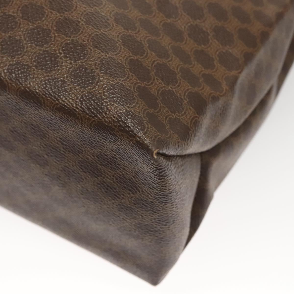 CELINE Macadam Canvas Tote Bag PVC Leather Brown Gold Auth 119866