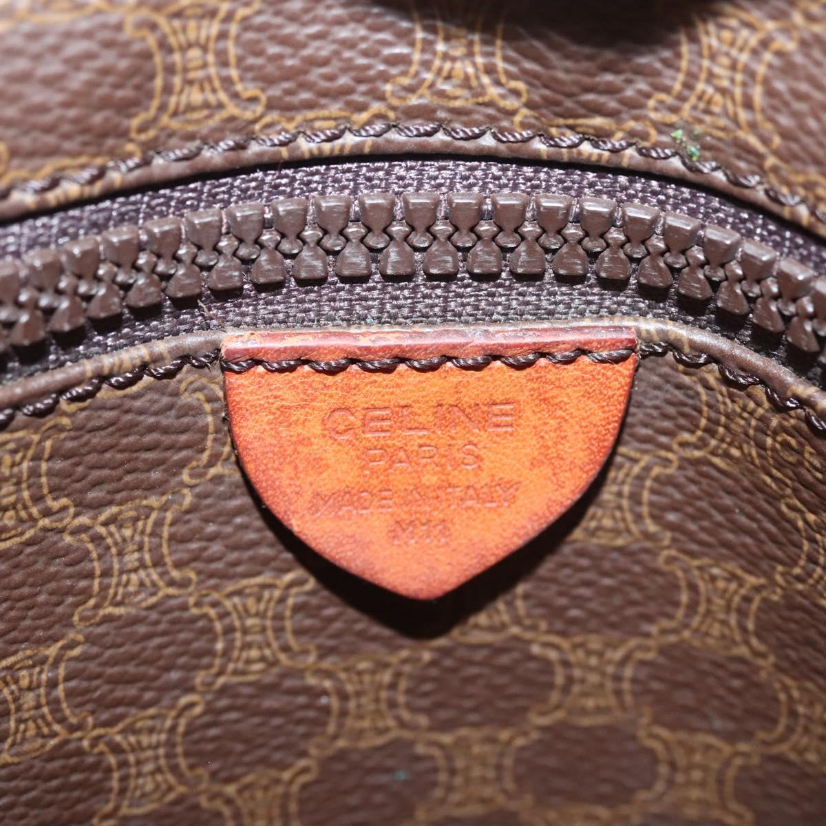 CELINE Macadam Canvas Tote Bag PVC Leather Brown Gold Auth 119866