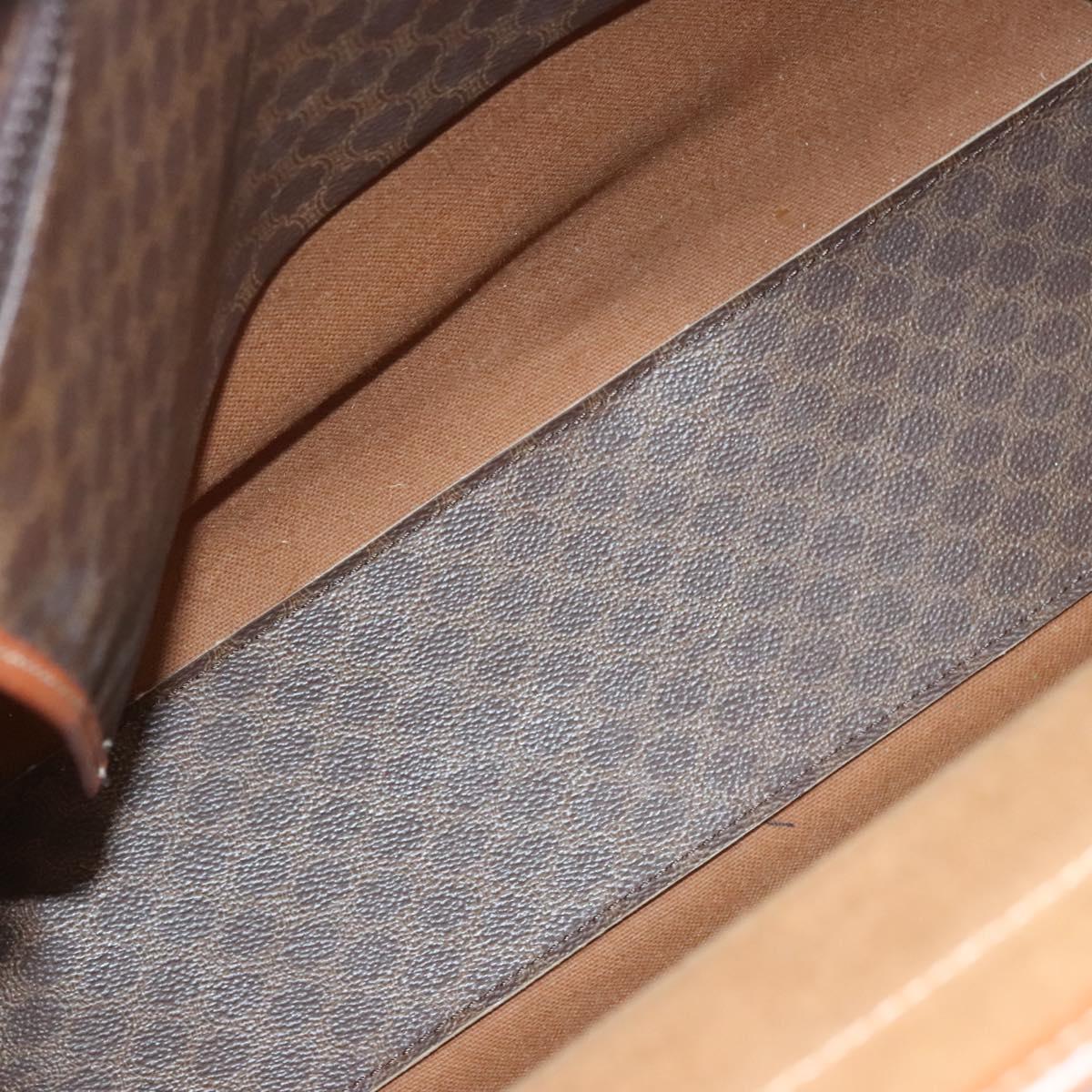 CELINE Macadam Canvas Tote Bag PVC Leather Brown Gold Auth 119866