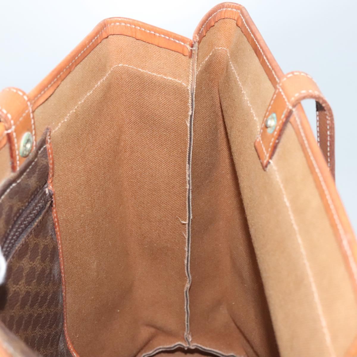 CELINE Macadam Canvas Tote Bag PVC Leather Brown Gold Auth 119866