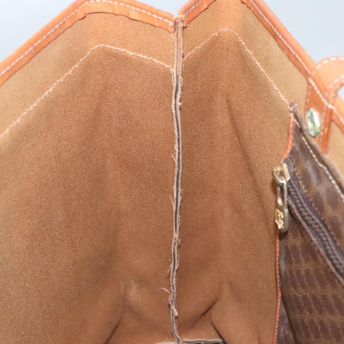 CELINE Macadam Canvas Tote Bag PVC Leather Brown Gold Auth 119866