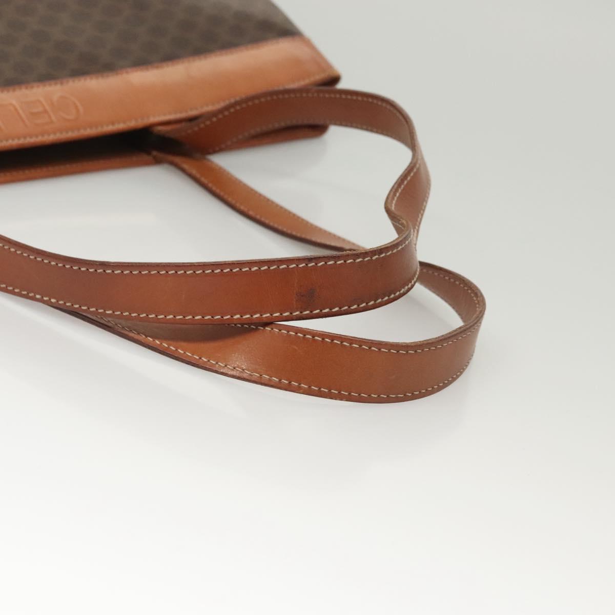 CELINE Macadam Canvas Tote Bag PVC Leather Brown Gold Auth 119866