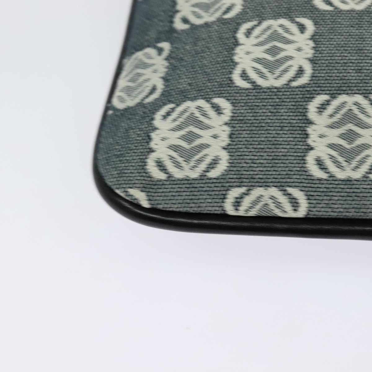 LOEWE Anagram Shoulder Bag Canvas Leather Gray Black Silver Auth 119873