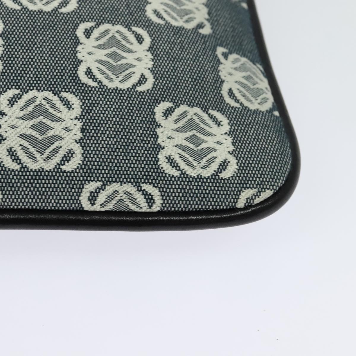 LOEWE Anagram Shoulder Bag Canvas Leather Gray Black Silver Auth 119873