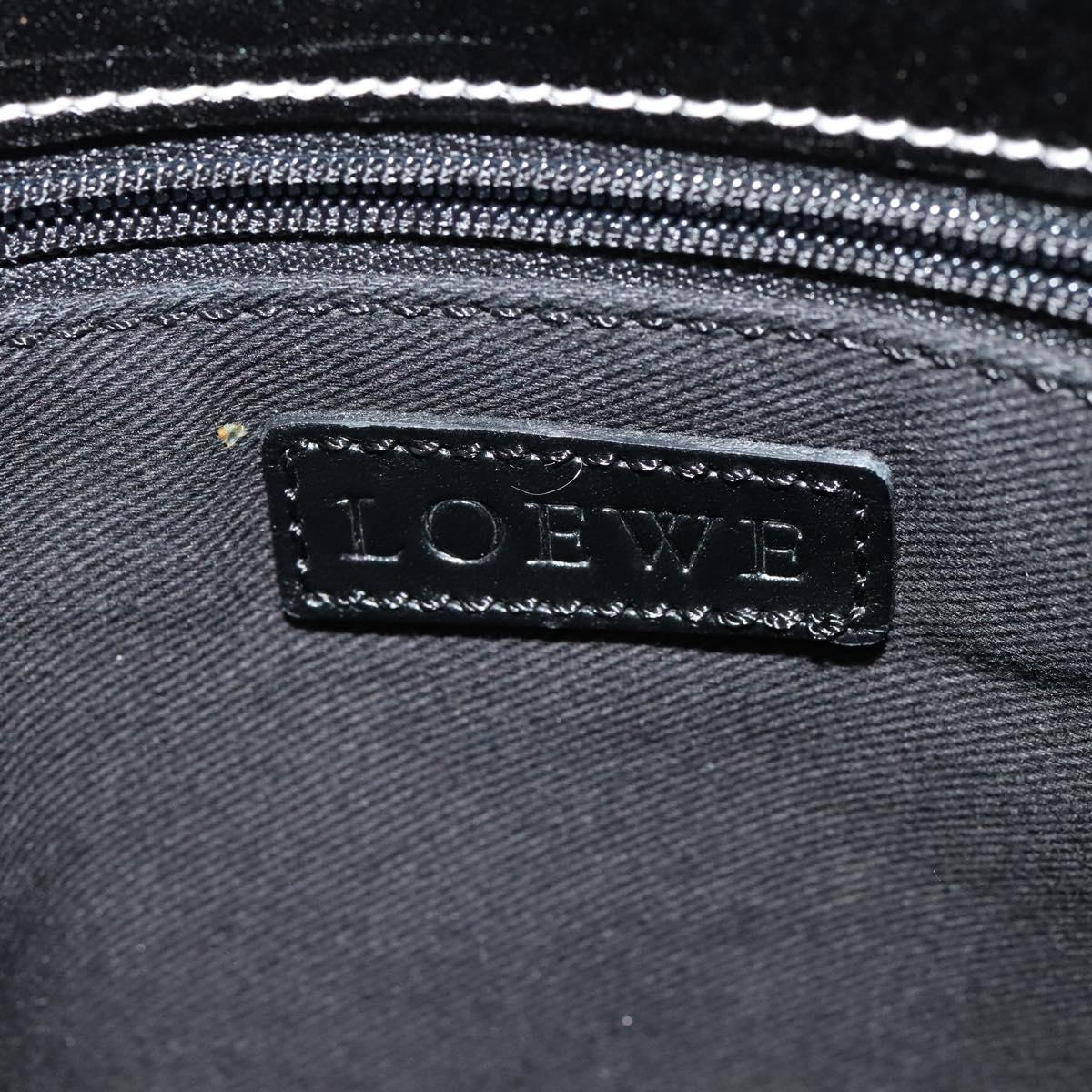 LOEWE Anagram Shoulder Bag Canvas Leather Gray Black Silver Auth 119873