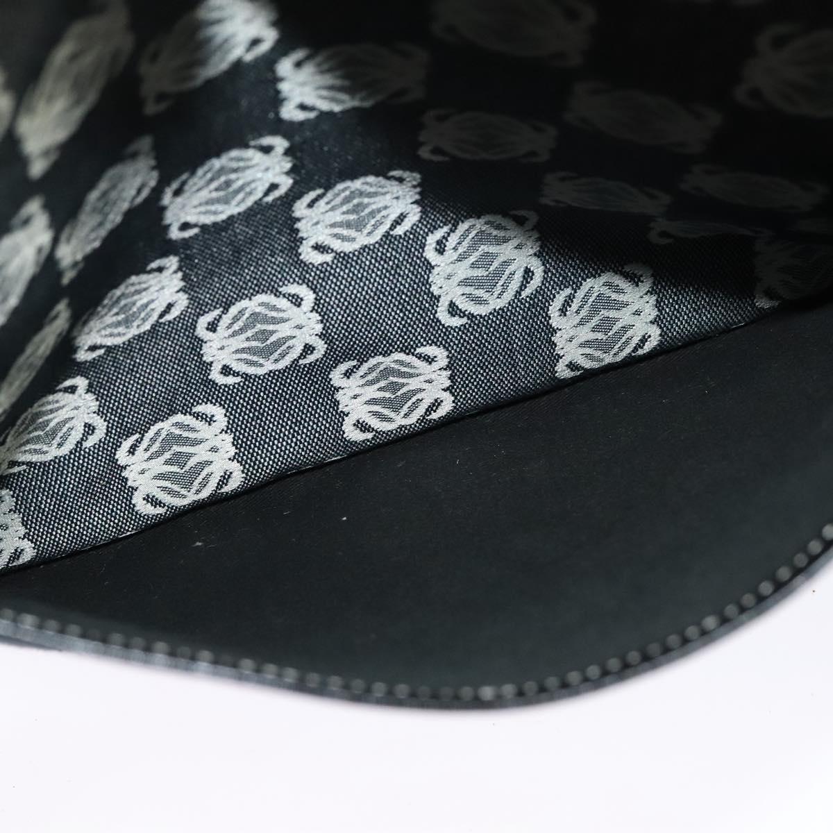 LOEWE Anagram Shoulder Bag Canvas Leather Gray Black Silver Auth 119873