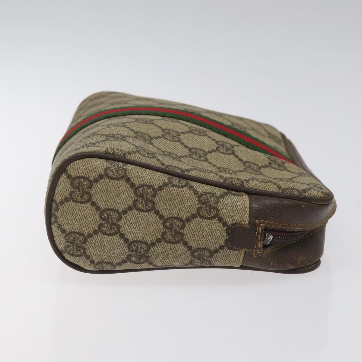GUCCI GG Supreme Web Sherry Line Clutch Bag PVC Beige Gold 010 378 Auth 119887