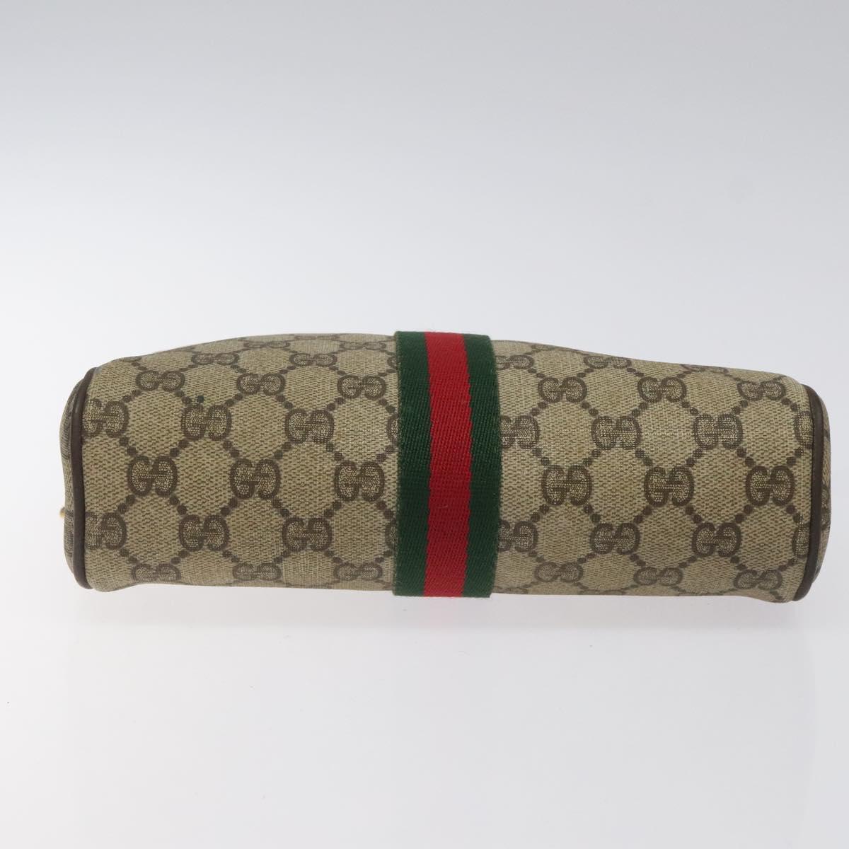GUCCI GG Supreme Web Sherry Line Clutch Bag PVC Beige Gold 010 378 Auth 119887