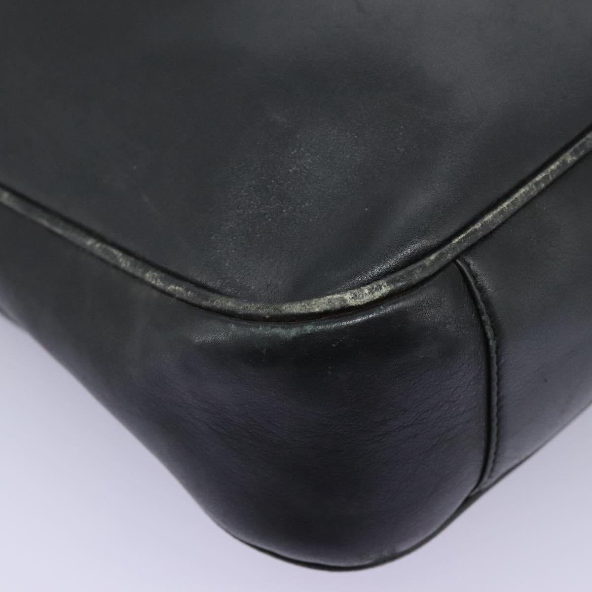 GUCCI Bamboo Shoulder Bag Leather 2way Black Gold 001 3754 1638 Auth 119968