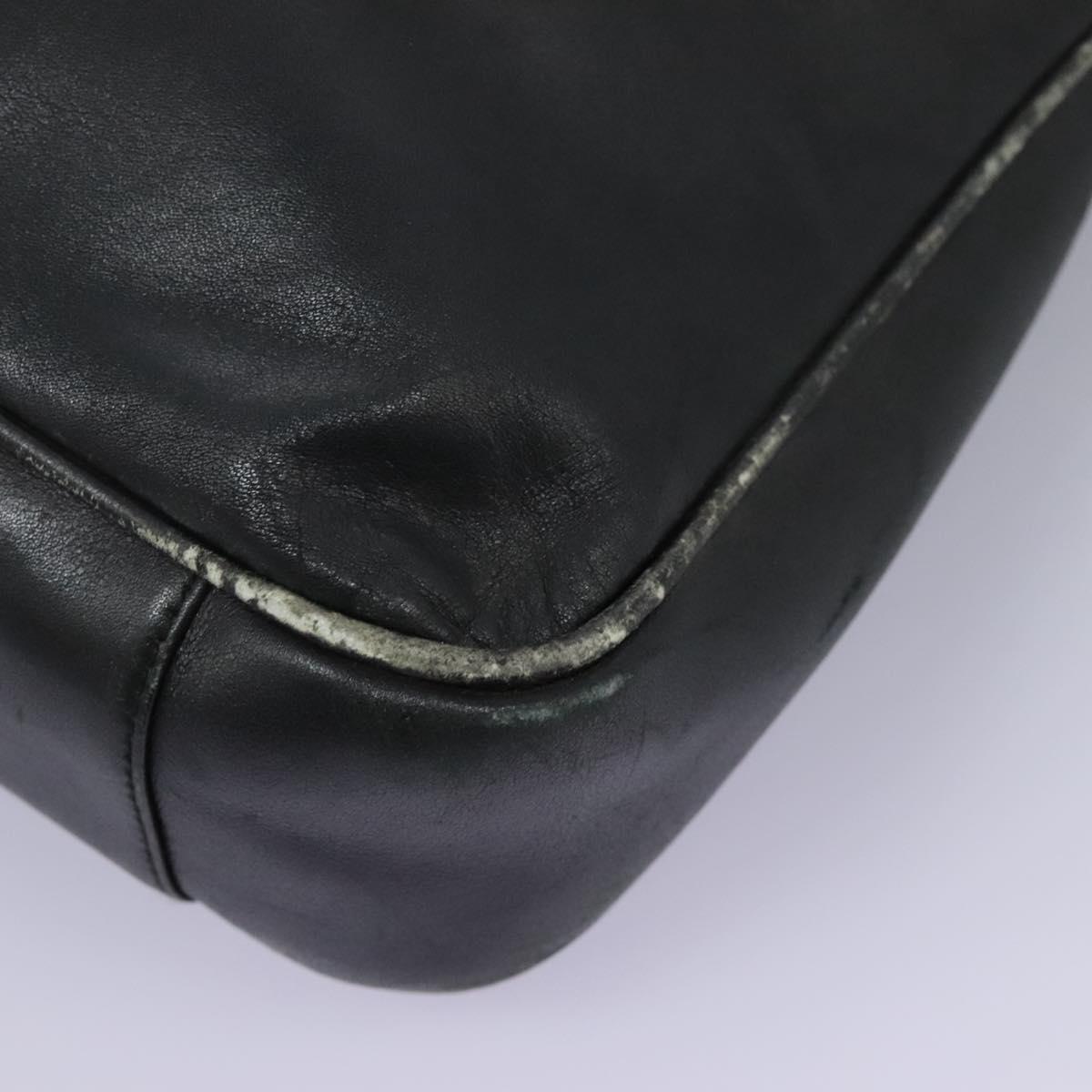 GUCCI Bamboo Shoulder Bag Leather 2way Black Gold 001 3754 1638 Auth 119968