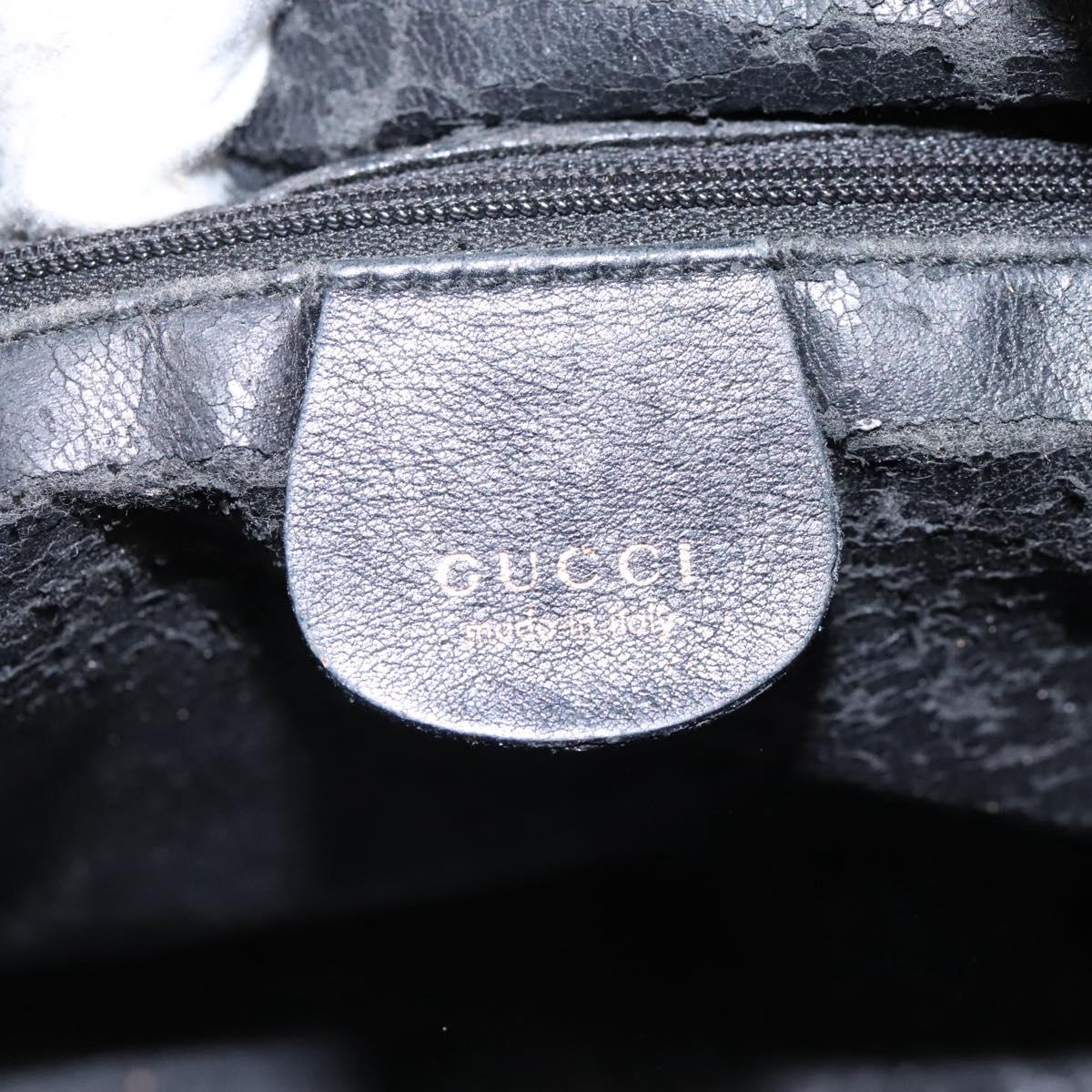 GUCCI Bamboo Shoulder Bag Leather 2way Black Gold 001 3754 1638 Auth 119968