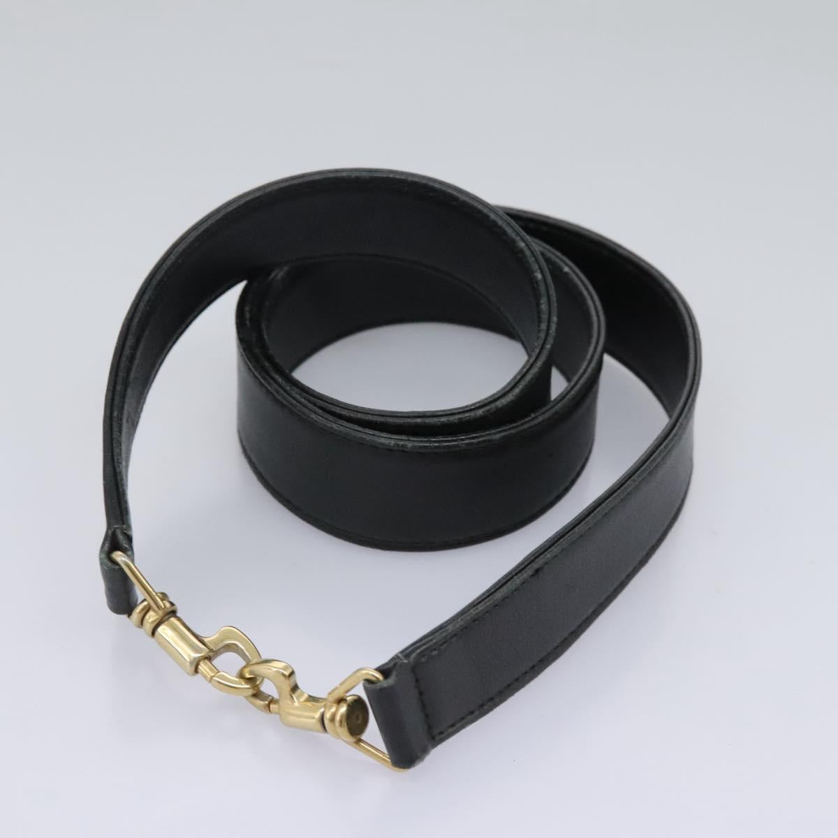GUCCI Bamboo Shoulder Bag Leather 2way Black Gold 001 3754 1638 Auth 119968