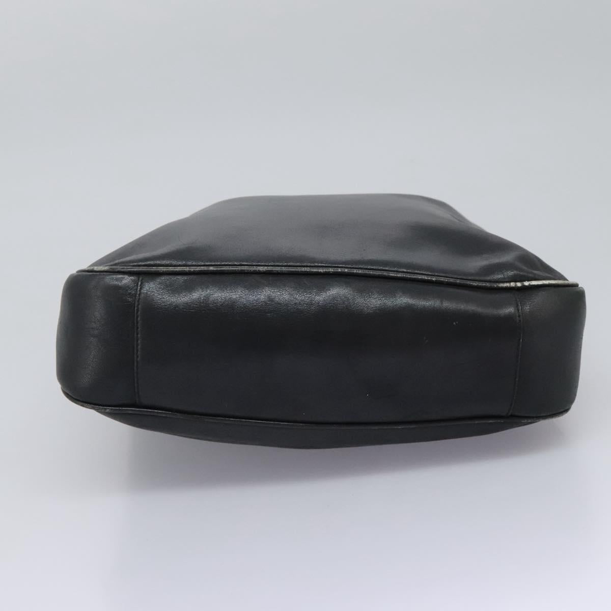 GUCCI Bamboo Shoulder Bag Leather 2way Black Gold 001 3754 1638 Auth 119968