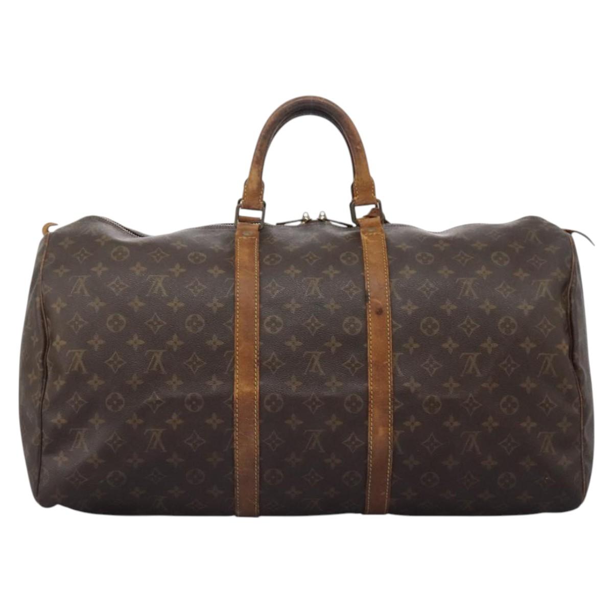 LOUIS VUITTON Monogram Keepall 55 Boston Bag M41424 LV Auth 119973