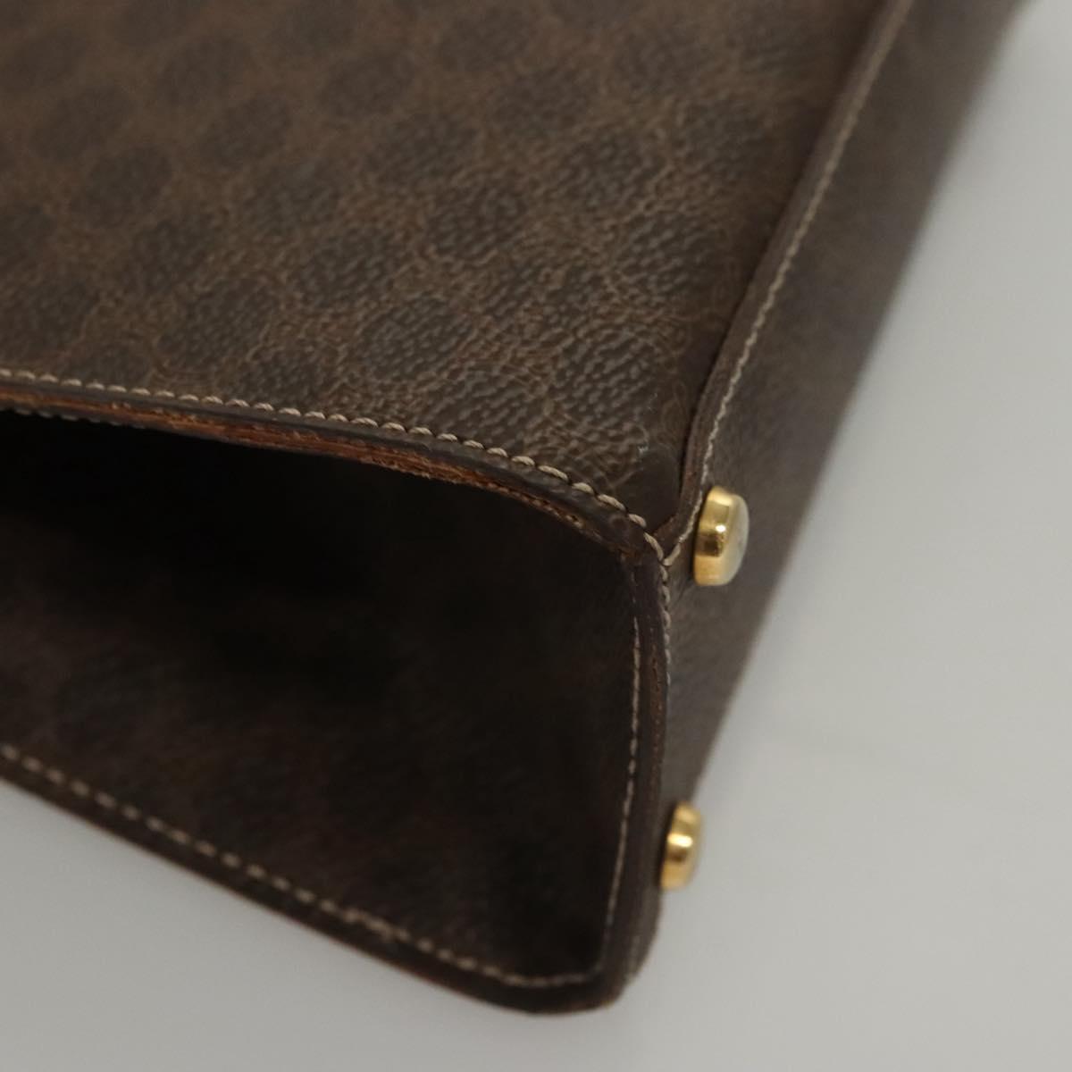 CELINE Macadam Canvas Hand Bag PVC Leather Brown Gold Auth 119974