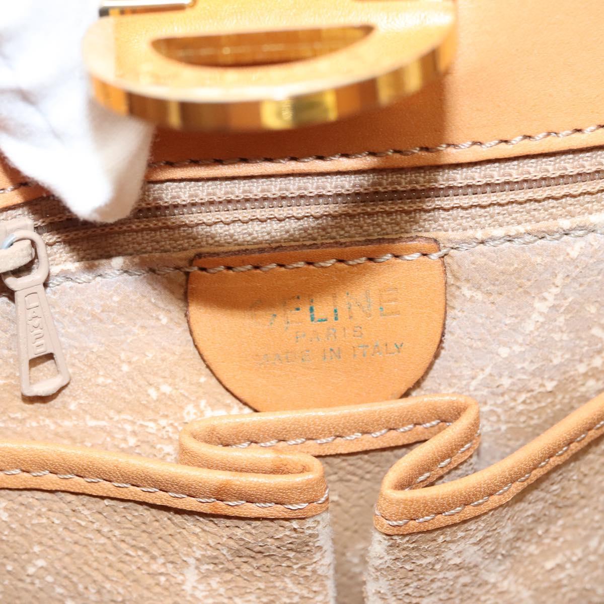 CELINE Macadam Canvas Hand Bag PVC Leather Brown Gold Auth 119974
