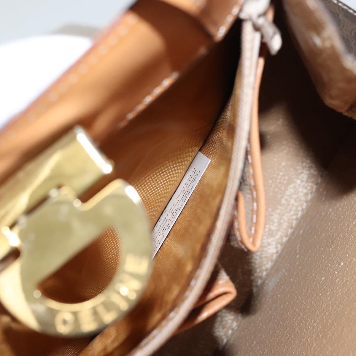 CELINE Macadam Canvas Hand Bag PVC Leather Brown Gold Auth 119974