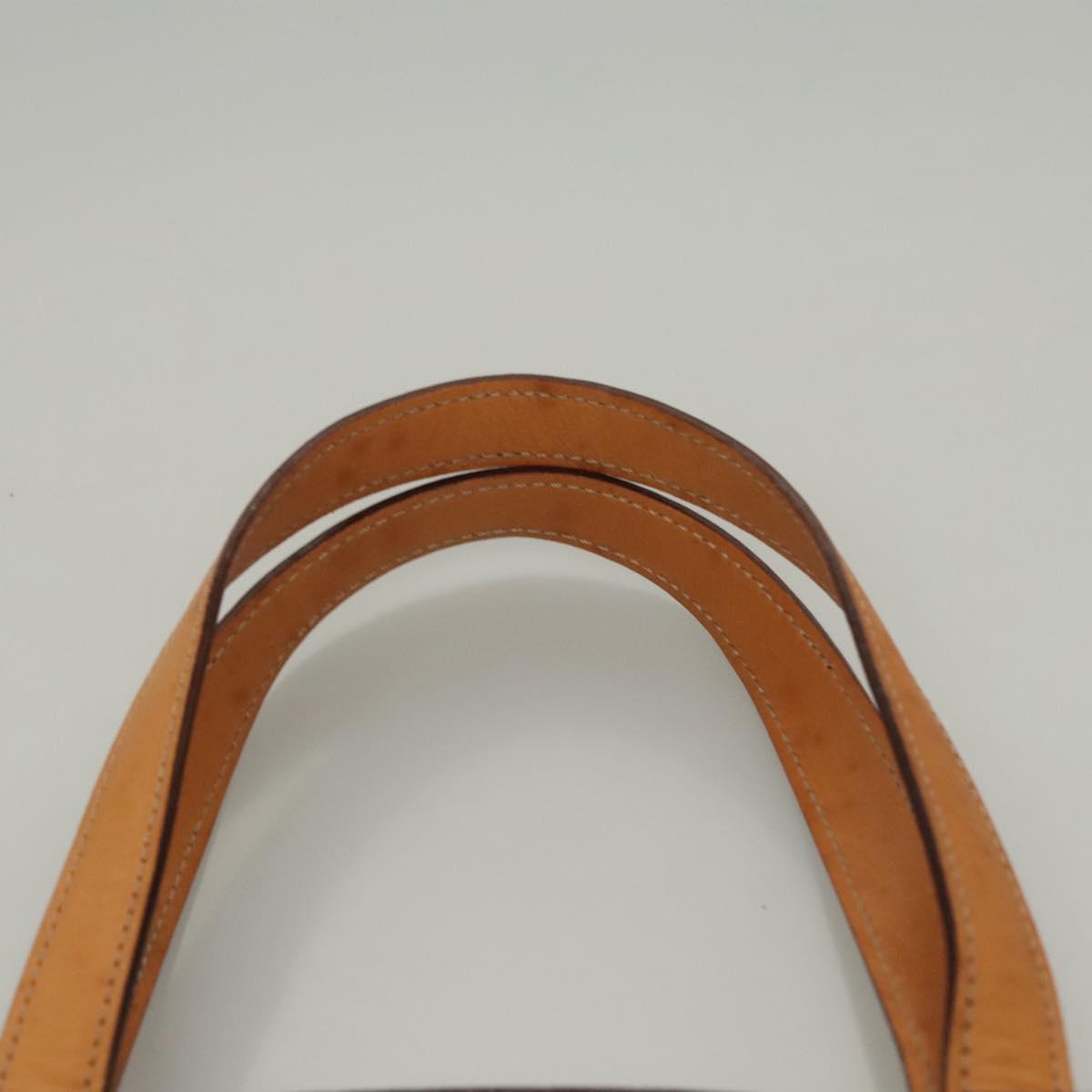 CELINE Macadam Canvas Hand Bag PVC Leather Brown Gold Auth 119974