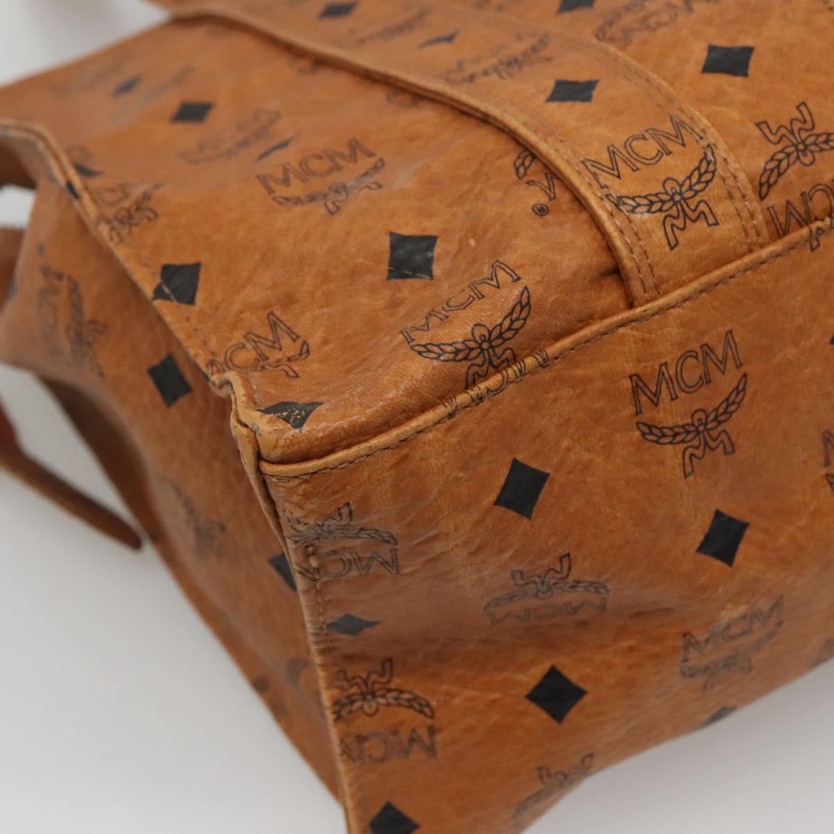 MCM Logogram Vicetos Tote Bag PVC Leather Brown Gold Auth 119981