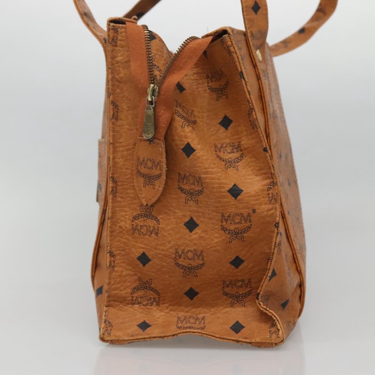 MCM Logogram Vicetos Tote Bag PVC Leather Brown Gold Auth 119981