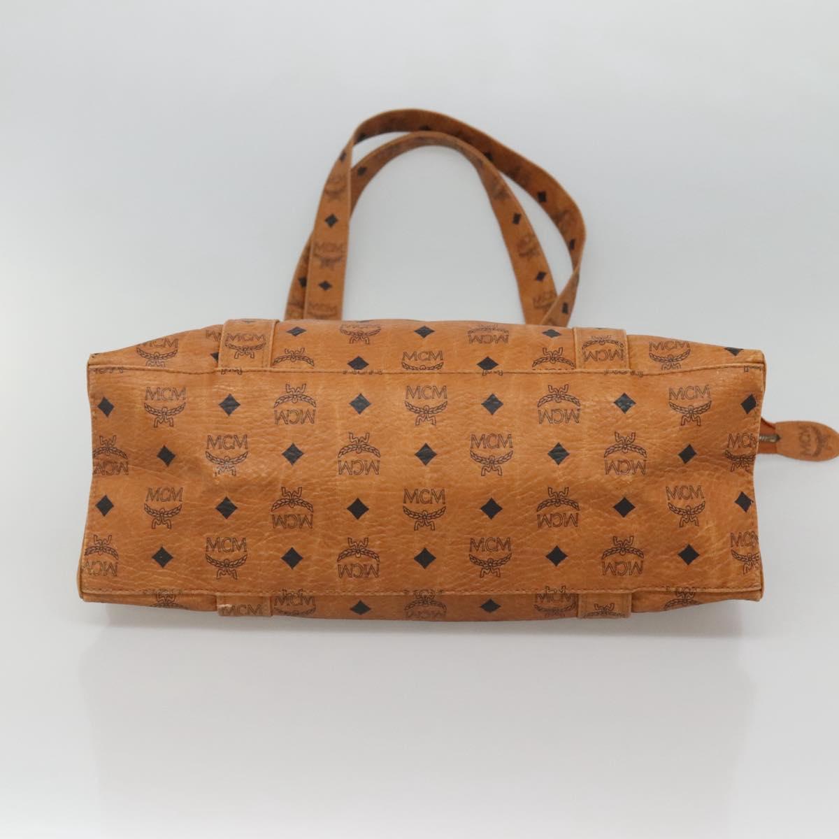 MCM Logogram Vicetos Tote Bag PVC Leather Brown Gold Auth 119981