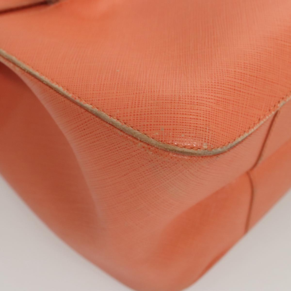 Salvatore Ferragamo Gancini Hand Bag Leather Orange Silver Auth 119985