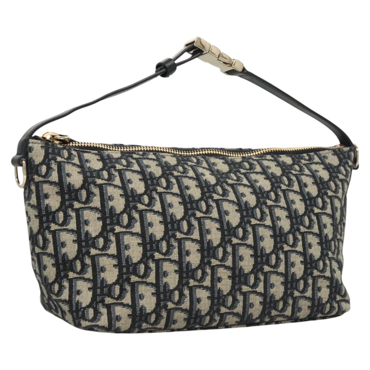 Christian Dior Trotter Canvas Accessory Pouch Navy Auth 120003