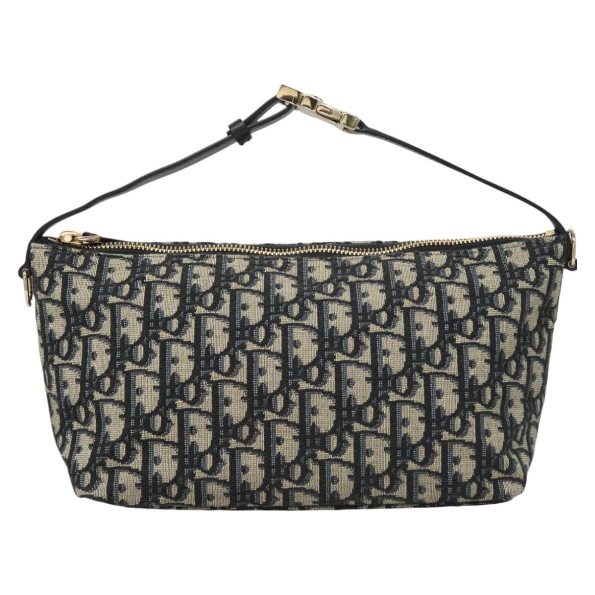 Christian Dior Trotter Canvas Accessory Pouch Navy Auth 120003