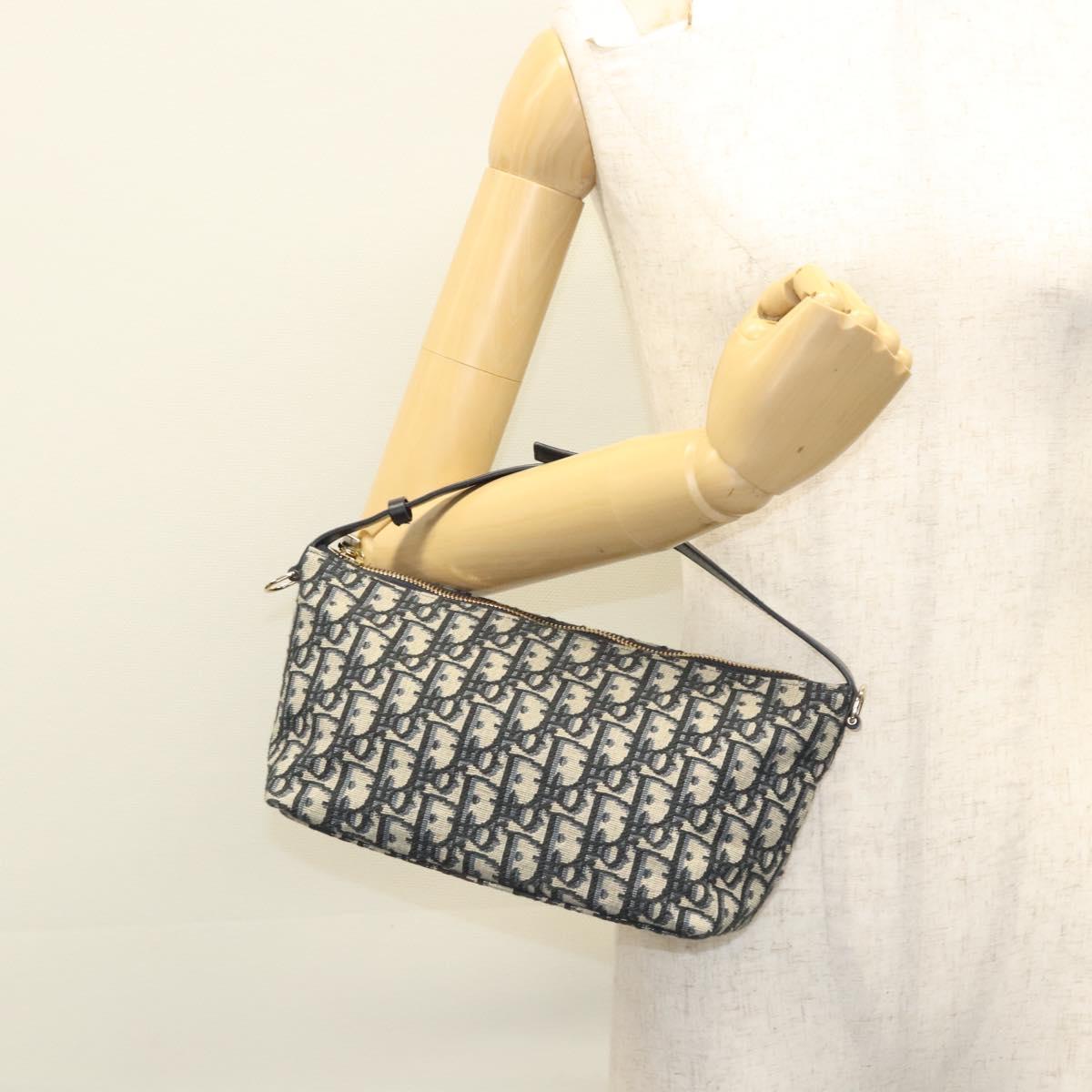 Christian Dior Trotter Canvas Accessory Pouch Navy Auth 120003