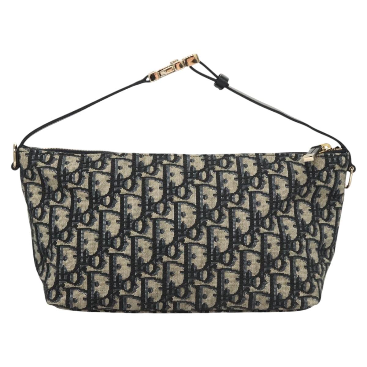 Christian Dior Trotter Canvas Accessory Pouch Navy Auth 120003