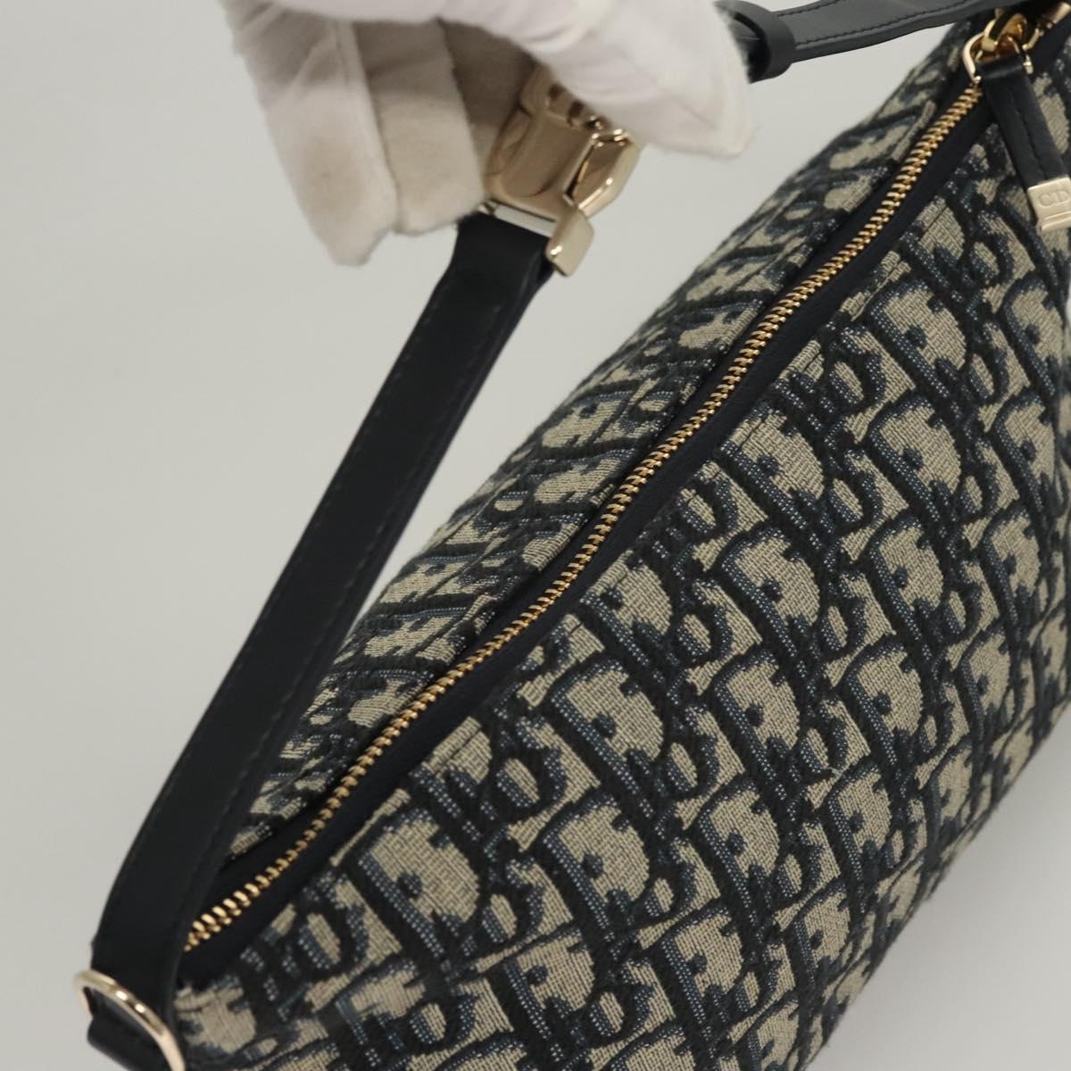 Christian Dior Trotter Canvas Accessory Pouch Navy Auth 120003