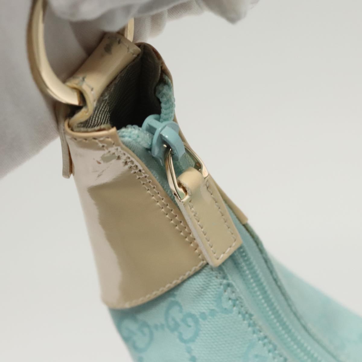 GUCCI GG Canvas Shoulder Bag Light Blue Gold 001 4158 Auth 120032A