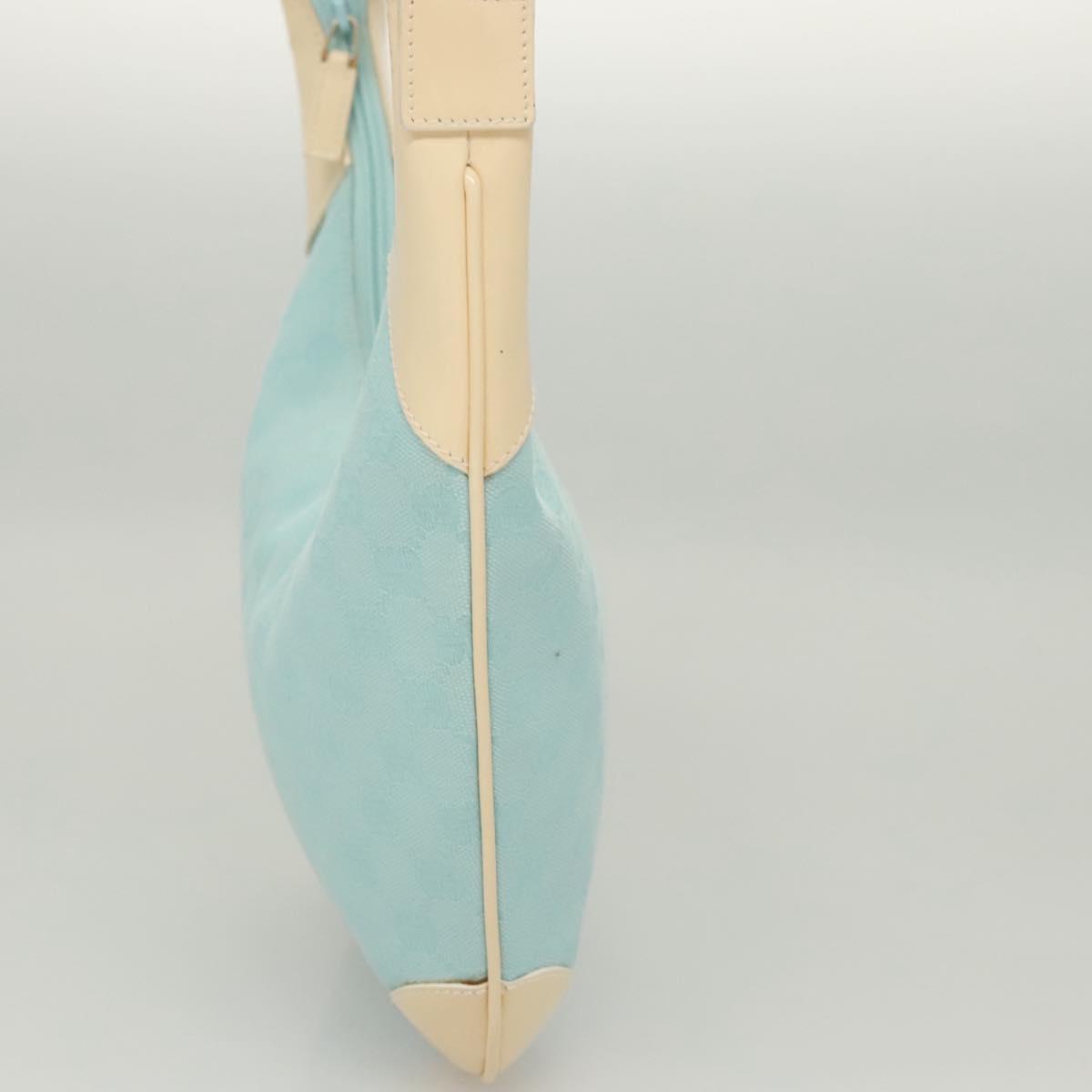 GUCCI GG Canvas Shoulder Bag Light Blue Gold 001 4158 Auth 120032A