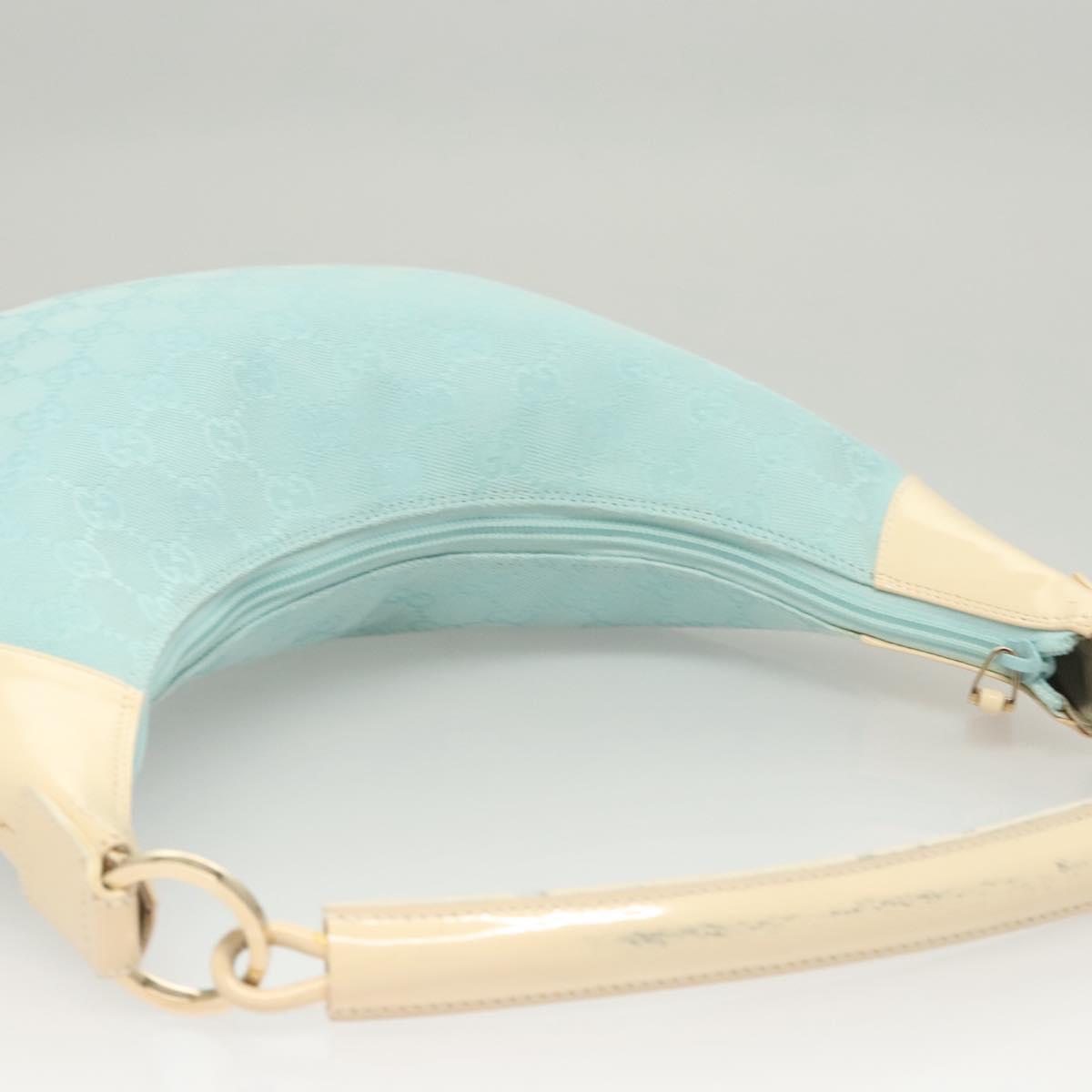 GUCCI GG Canvas Shoulder Bag Light Blue Gold 001 4158 Auth 120032A