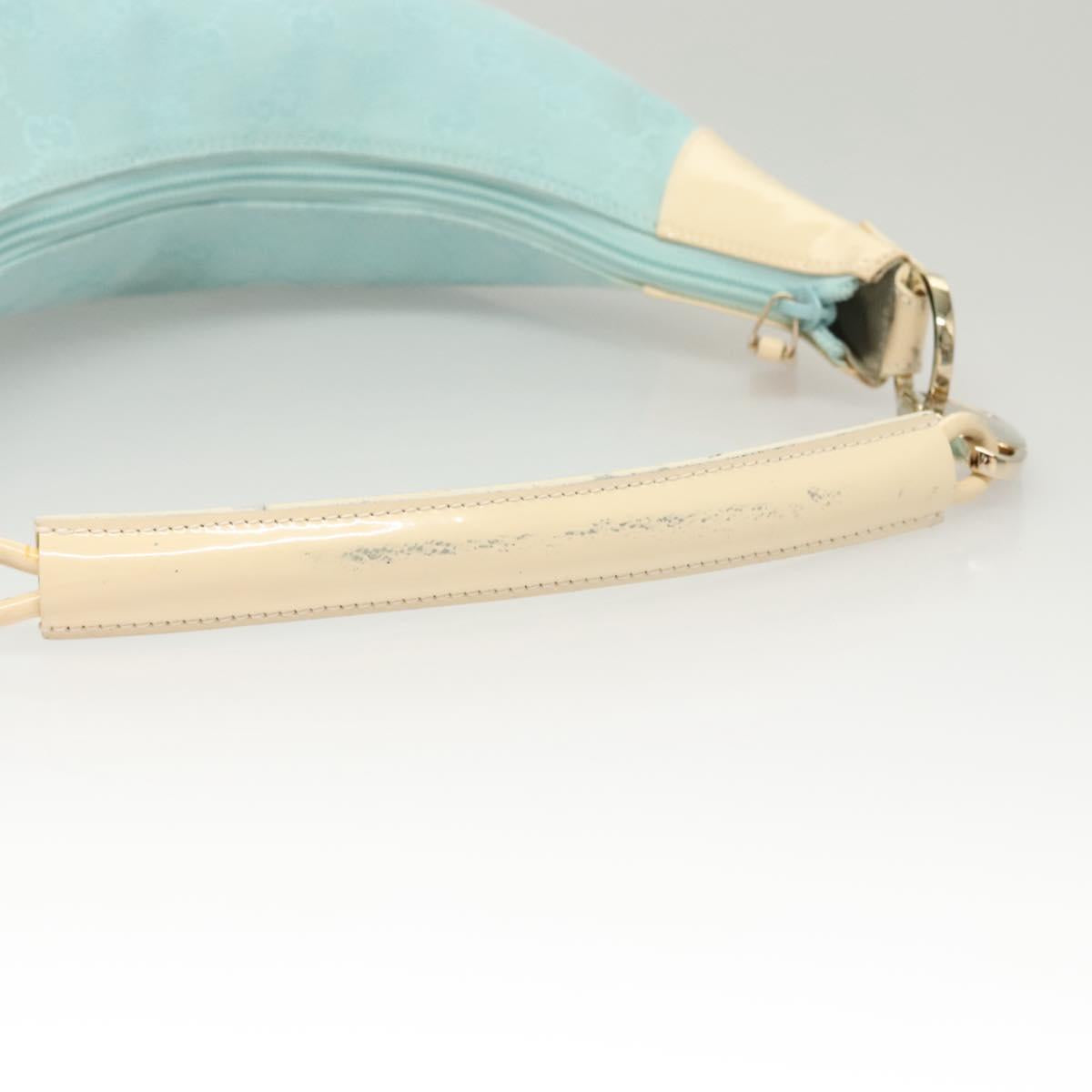 GUCCI GG Canvas Shoulder Bag Light Blue Gold 001 4158 Auth 120032A