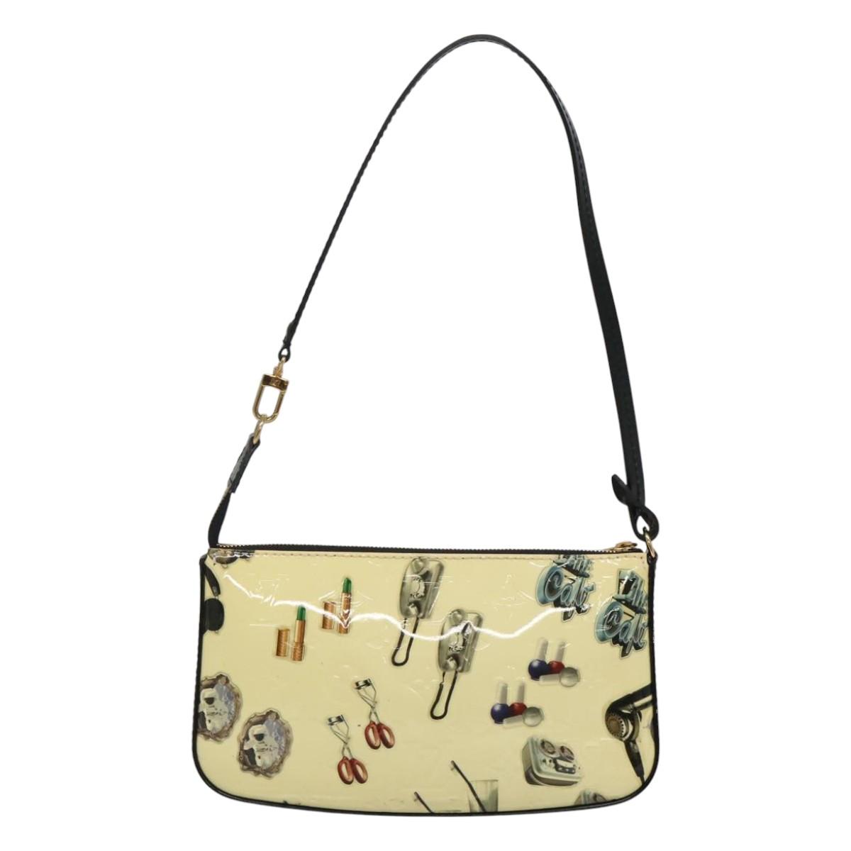 LOUIS VUITTON Vernis sticker Pochette Accessoires Pouch White M90928 Auth 120036