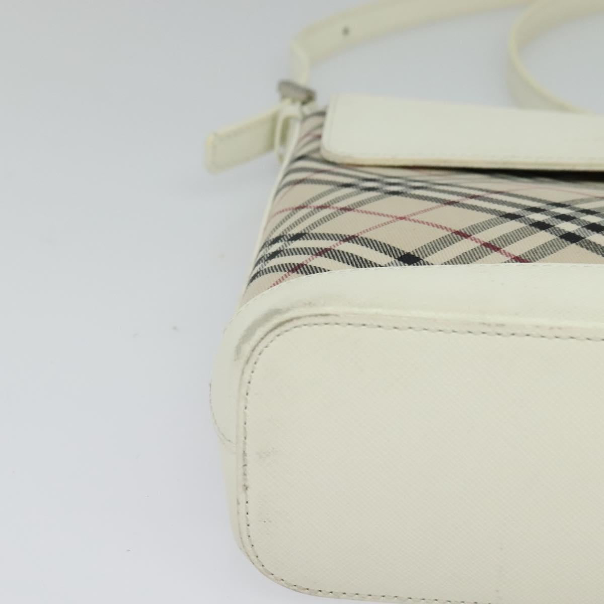 BURBERRY Nova Check Shoulder Bag Canvas Beige Silver Auth 120041