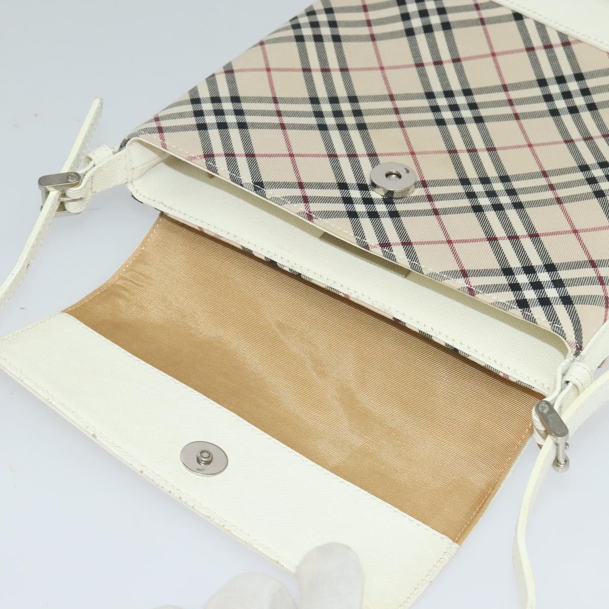 BURBERRY Nova Check Shoulder Bag Canvas Beige Silver Auth 120041