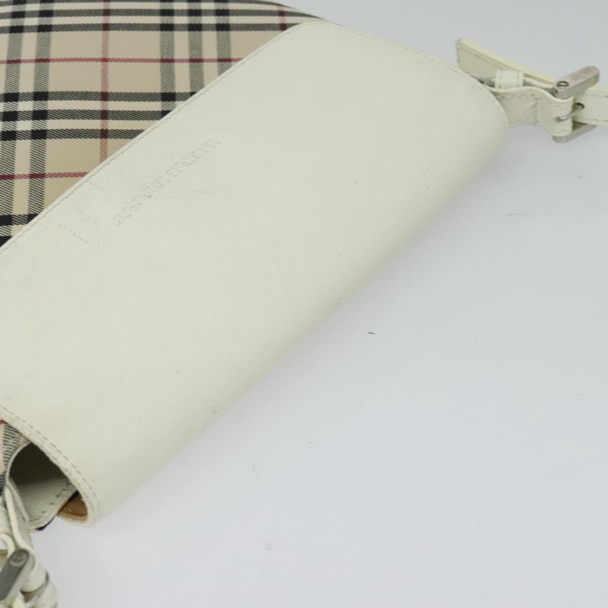 BURBERRY Nova Check Shoulder Bag Canvas Beige Silver Auth 120041