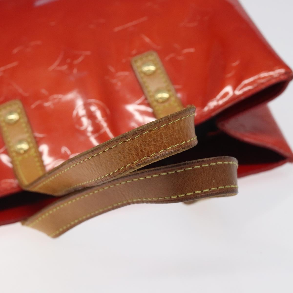 LOUIS VUITTON Monogram Vernis Reade PM Hand Bag Red Rouge M91088 LV Auth 120043