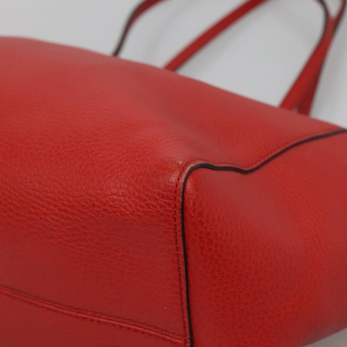 GUCCI Tote Bag Leather Red Gold 354397 Auth 120046