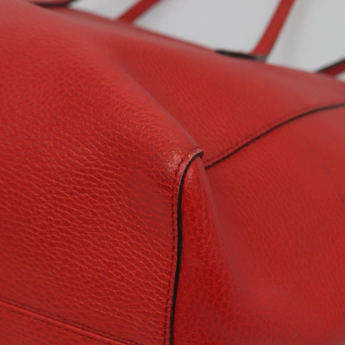 GUCCI Tote Bag Leather Red Gold 354397 Auth 120046