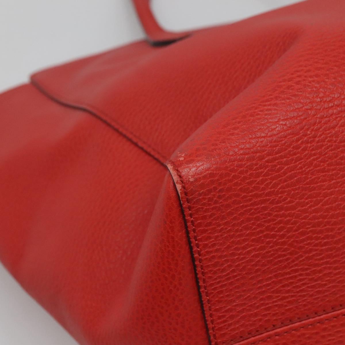 GUCCI Tote Bag Leather Red Gold 354397 Auth 120046