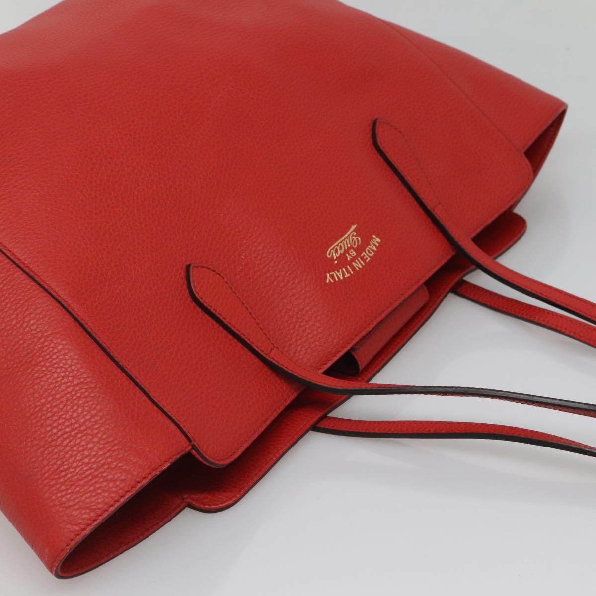 GUCCI Tote Bag Leather Red Gold 354397 Auth 120046
