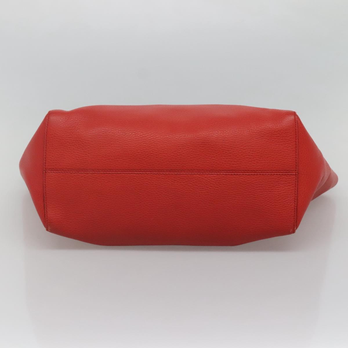 GUCCI Tote Bag Leather Red Gold 354397 Auth 120046