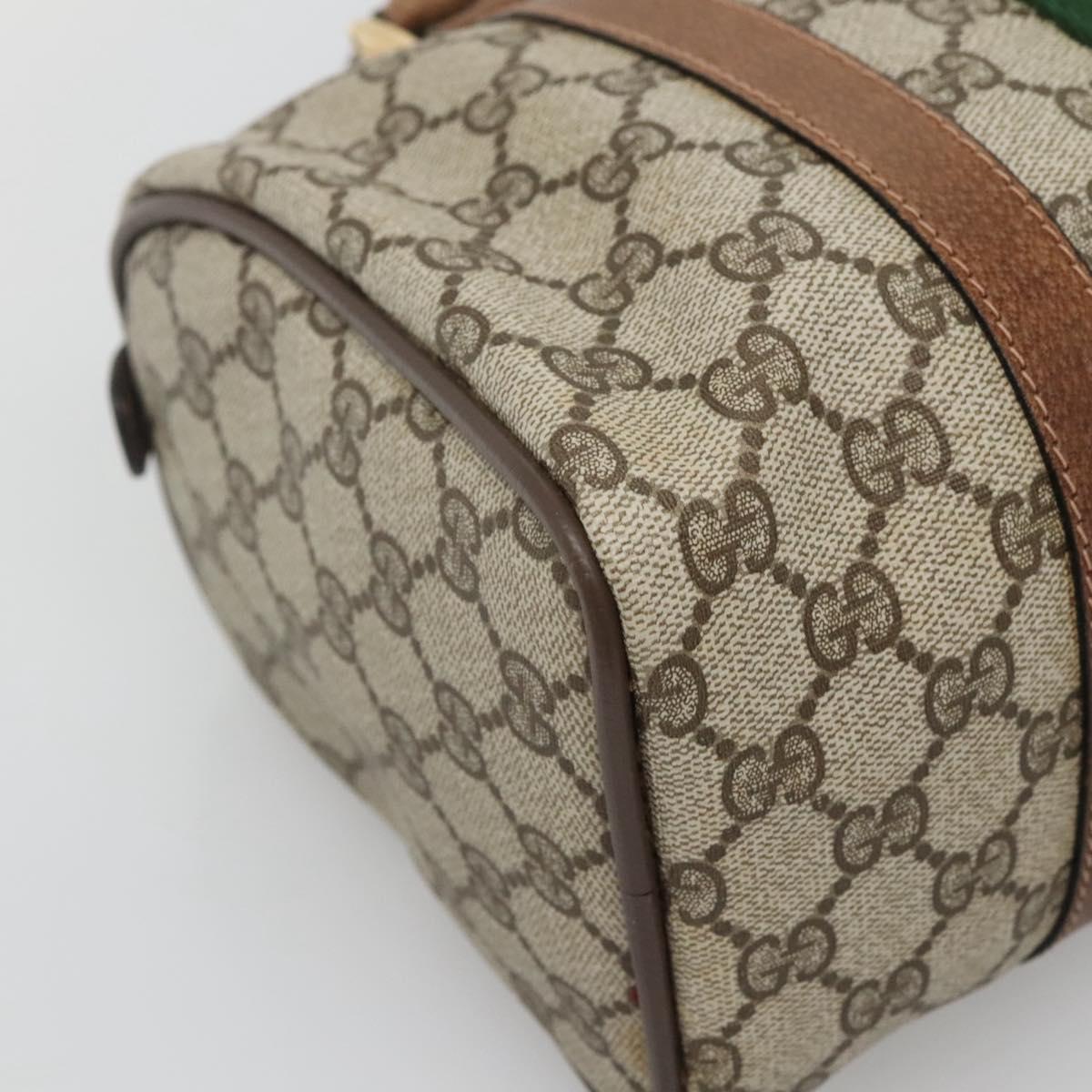 GUCCI GG Supreme Web Sherry Line Boston Bag PVC Red Green beige Auth 120065