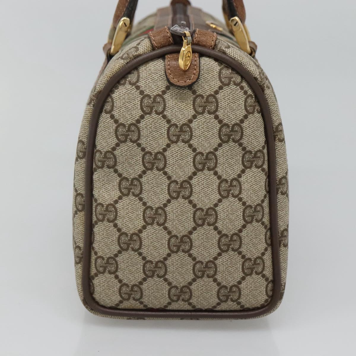 GUCCI GG Supreme Web Sherry Line Boston Bag PVC Red Green beige Auth 120065