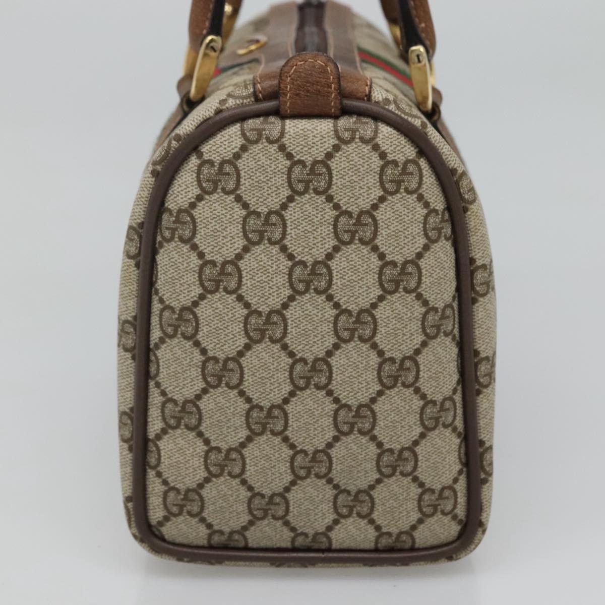 GUCCI GG Supreme Web Sherry Line Boston Bag PVC Red Green beige Auth 120065