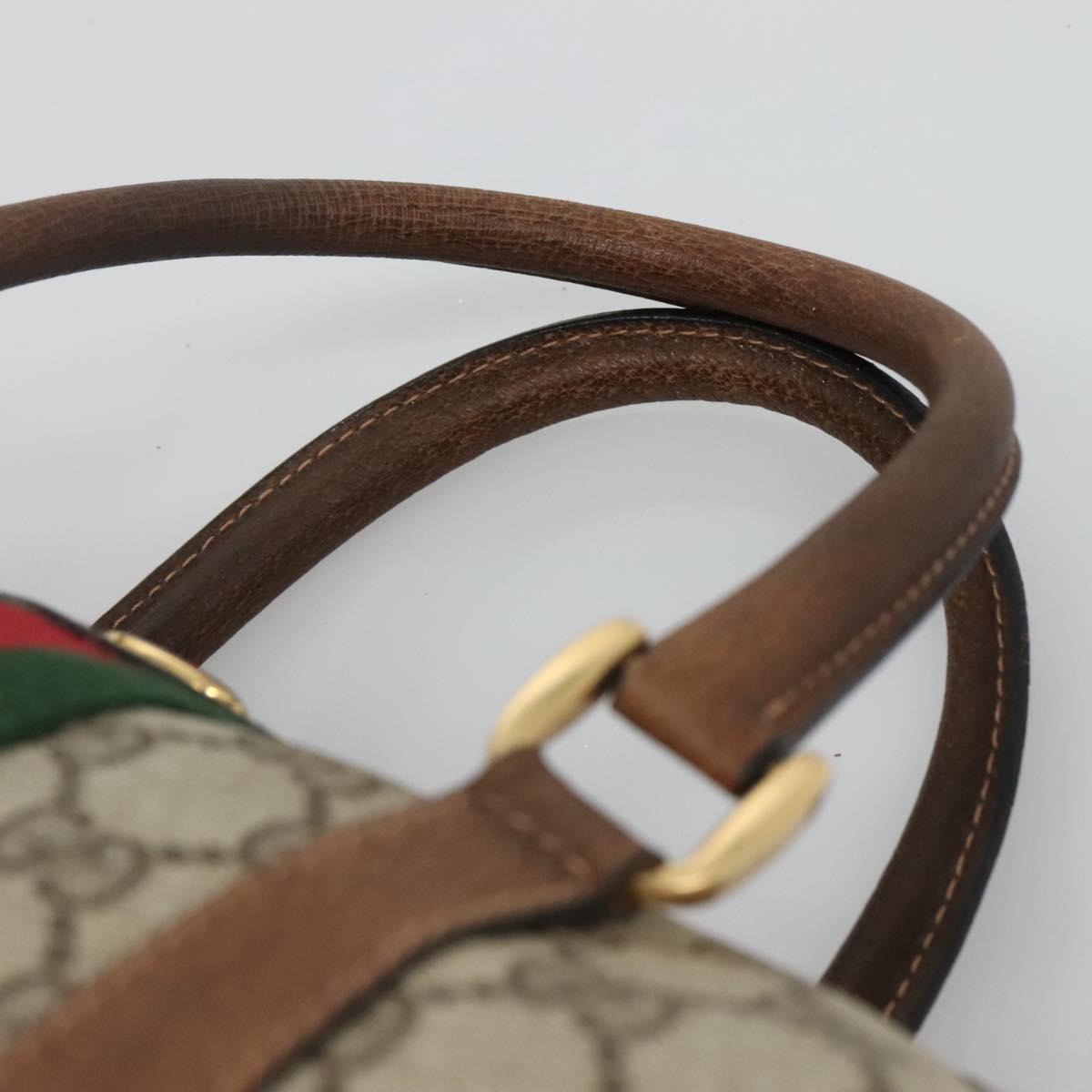 GUCCI GG Supreme Web Sherry Line Boston Bag PVC Red Green beige Auth 120065